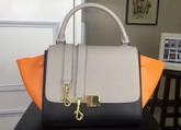 Celine Small Trapeze Handbag in Multicolour Smooth Calfskin Light Grey Black Yellow for Sale