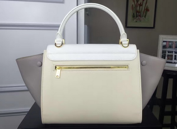 Celine Small Trapeze Handbag in Multicolour Smooth Calfskin White Beige Grey for Sale