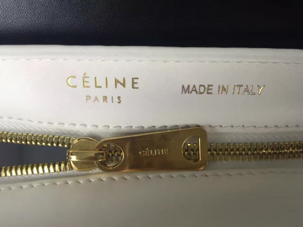 Celine Small Trapeze Handbag in White and Black Smooth Calfskin for Sale