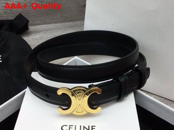 Celine Small Triomphe Belt in Black Taurillon Leather Replica