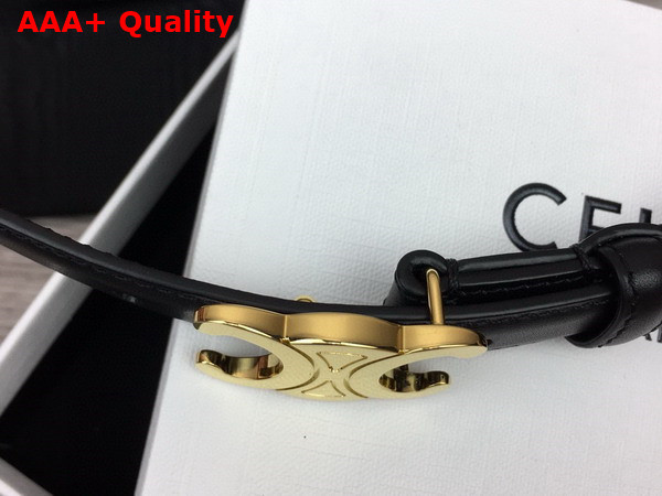 Celine Small Triomphe Belt in Black Taurillon Leather Replica