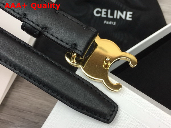 Celine Small Triomphe Belt in Black Taurillon Leather Replica