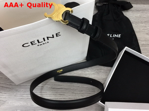Celine Small Triomphe Belt in Black Taurillon Leather Replica