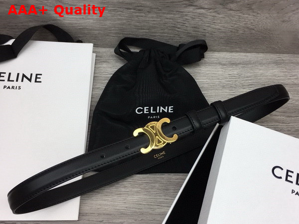 Celine Small Triomphe Belt in Black Taurillon Leather Replica