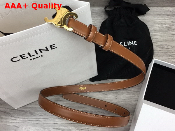 Celine Small Triomphe Belt in Tan Taurillon Leather Replica