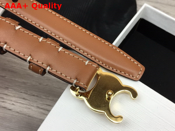 Celine Small Triomphe Belt in Tan Taurillon Leather Replica