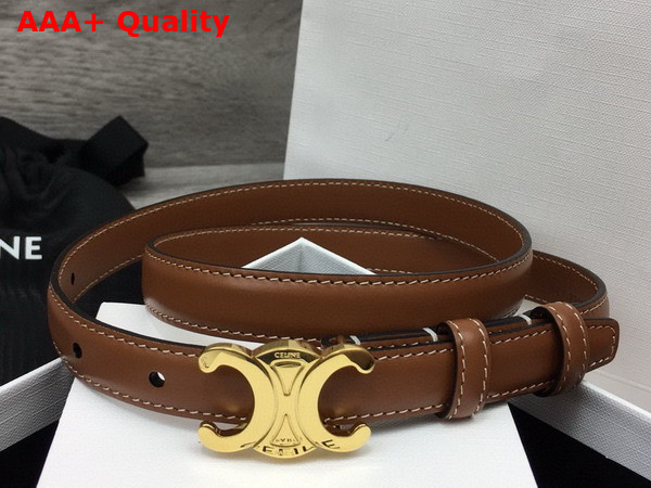 Celine Small Triomphe Belt in Tan Taurillon Leather Replica