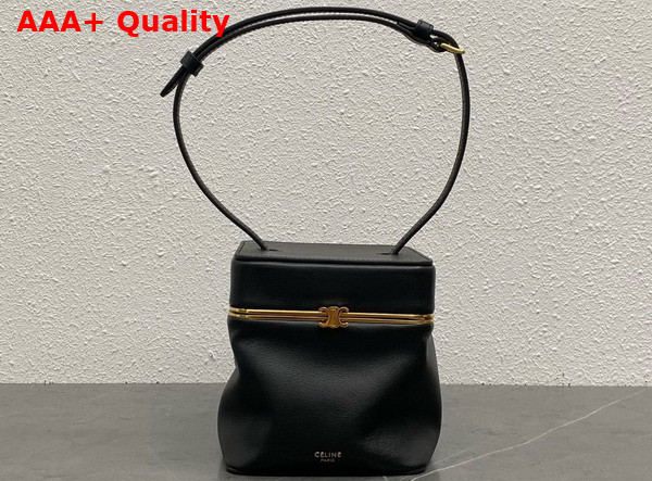 Celine Small Triomphe Frame Cube in Supple Calfskin Black 124232 Replica