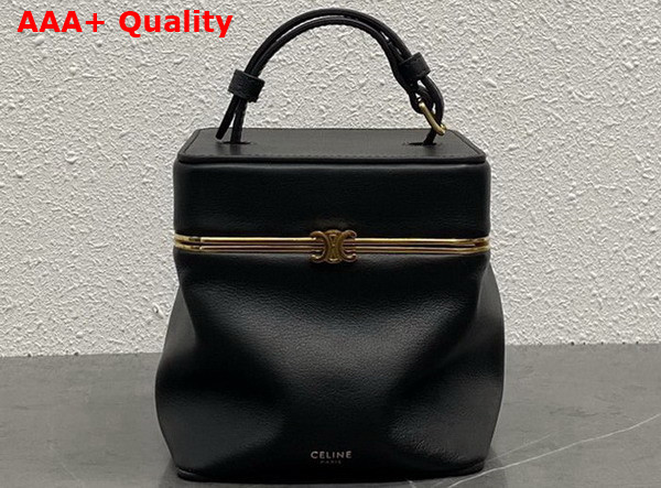 Celine Small Triomphe Frame Cube in Supple Calfskin Black 124232 Replica