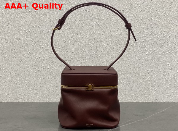 Celine Small Triomphe Frame Cube in Supple Calfskin Syrah 124232 Replica