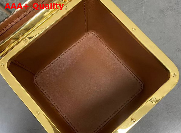 Celine Small Triomphe Frame in Triomphe Canvas and Natural Calfskin Tan 124232 Replica