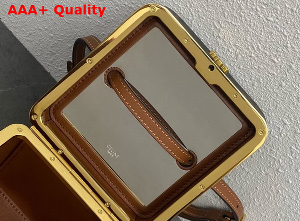 Celine Small Triomphe Frame in Triomphe Canvas and Natural Calfskin Tan 124232 Replica