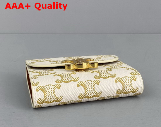 Celine Small Triomphe Wallet in Triomphe Canvas White Tan Replica