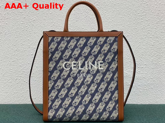 Celine Small Vertical Cabas Celine in Maillon Triomphe Jacquard and Calfskin Replica