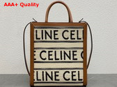 Celine Small Vertical Cabas Celine in Textile with Celine All Over and Calfskin White and Black Replica