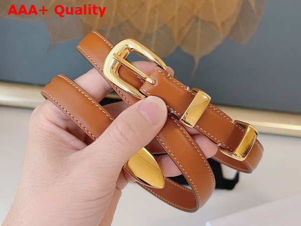 Celine Small Western Belt in Tan Natural Calfskin with Gold Finishing Metal Replica