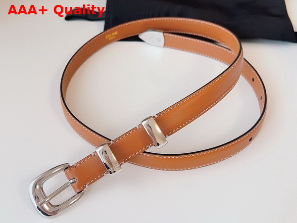 Celine Small Western Belt in Tan Natural Calfskin with Silver Finishing Metal Replica