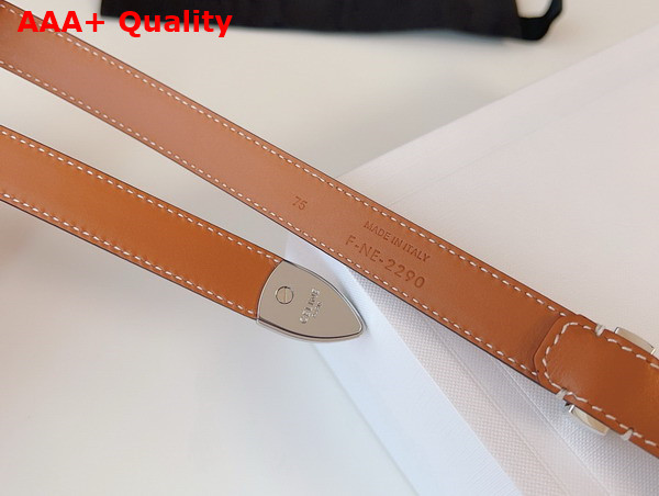 Celine Small Western Belt in Tan Natural Calfskin with Silver Finishing Metal Replica