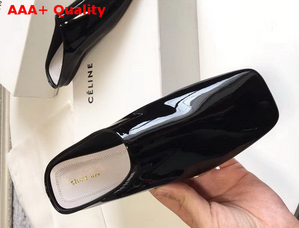 Celine Soft Moccasin Babouche in Black Patent Calfskin Replica