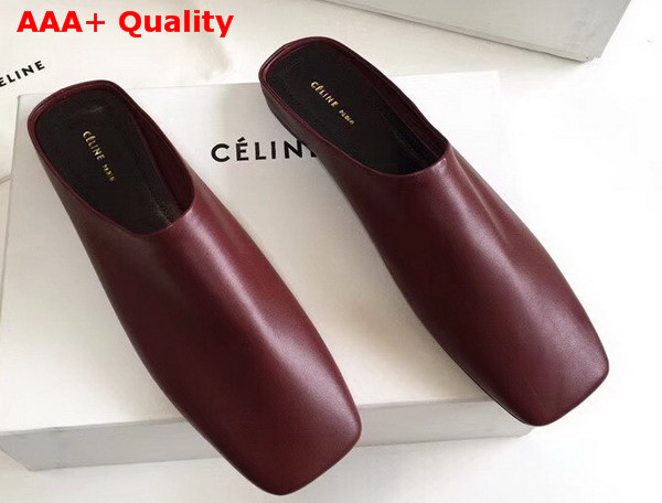 Celine Soft Moccasin Babouche in Burgundy Nappa Leather Replica