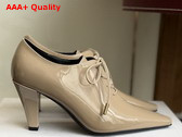 Celine Soft Oxford Lace Up Heeled Ballerina in Beige Patent Calfskin Replica