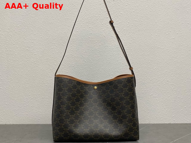 Celine Soft Shopper Bag in Triomphe Canvas and Calfskin Tan Replica