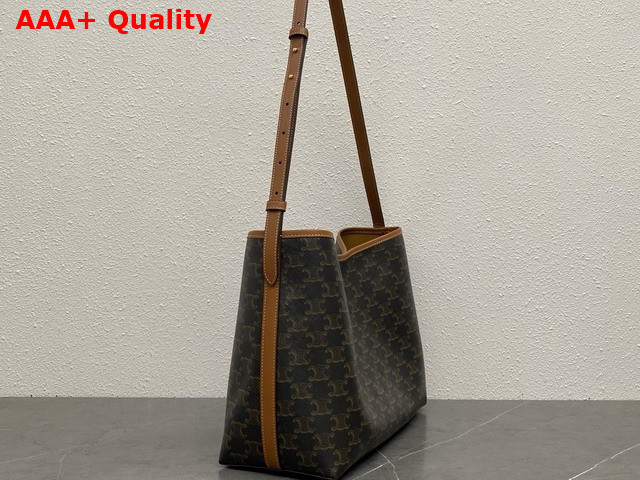 Celine Soft Shopper Bag in Triomphe Canvas and Calfskin Tan Replica