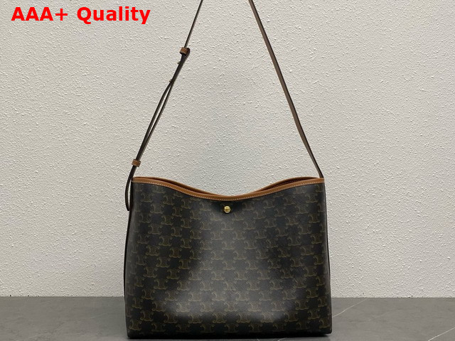 Celine Soft Shopper Bag in Triomphe Canvas and Calfskin Tan Replica
