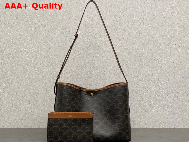 Celine Soft Shopper Bag in Triomphe Canvas and Calfskin Tan Replica