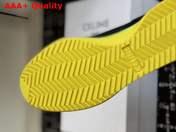 Celine Soft Sneaker in Black Bright Yellow and Green Stretch Lambskin Suede Calfskin and Lambskin Replica