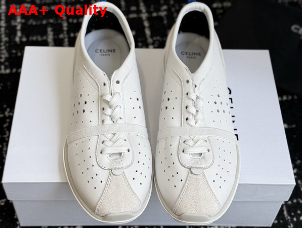 Celine Soft Sneaker in Optic White Stretch Lambskin Suede Calfskin and Lambskin Replica