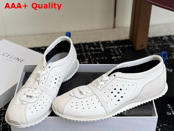 Celine Soft Sneaker in Optic White Stretch Lambskin Suede Calfskin and Lambskin Replica