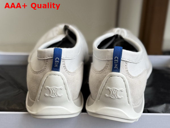 Celine Soft Sneaker in Optic White Stretch Lambskin Suede Calfskin and Lambskin Replica