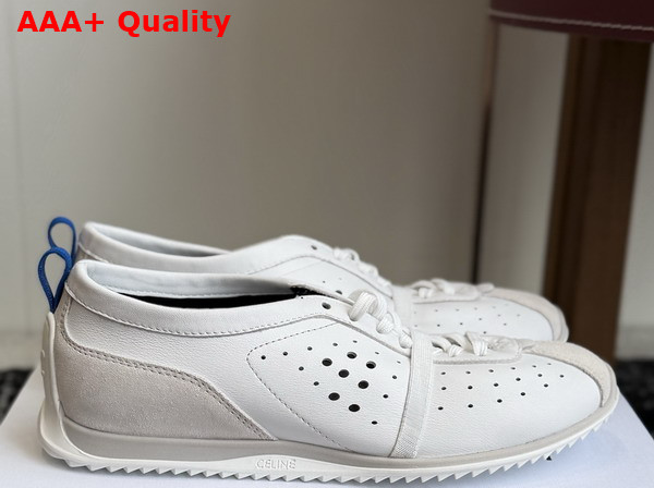 Celine Soft Sneaker in Optic White Stretch Lambskin Suede Calfskin and Lambskin Replica