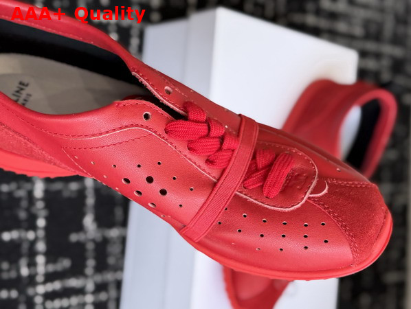 Celine Soft Sneaker in Ultra Red Stretch Lambskin Suede Calfskin and Lambskin Replica