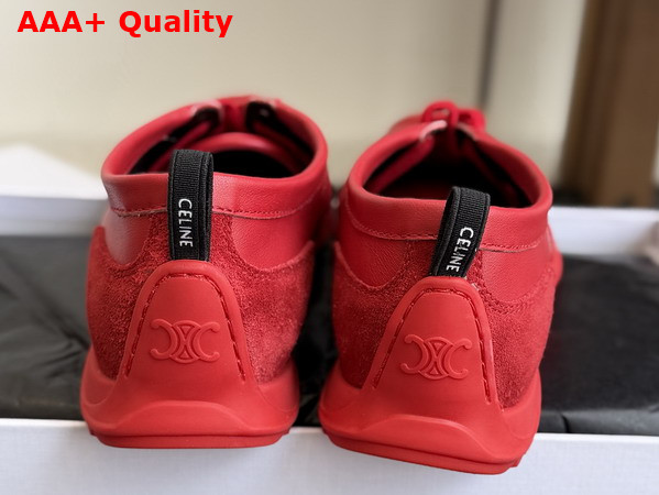 Celine Soft Sneaker in Ultra Red Stretch Lambskin Suede Calfskin and Lambskin Replica
