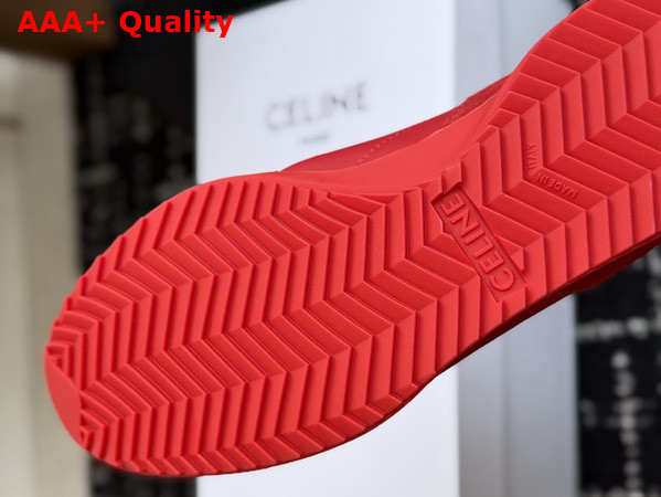 Celine Soft Sneaker in Ultra Red Stretch Lambskin Suede Calfskin and Lambskin Replica