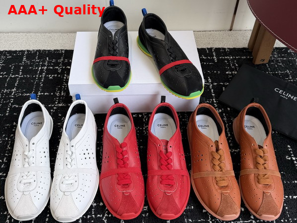 Celine Soft Sneaker in Ultra Red Stretch Lambskin Suede Calfskin and Lambskin Replica