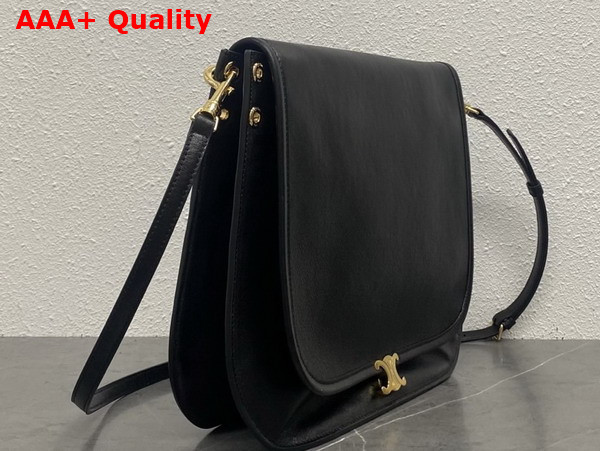 Celine Soft Triomphe Besace in Black Supple Shiny Lambskin Replica