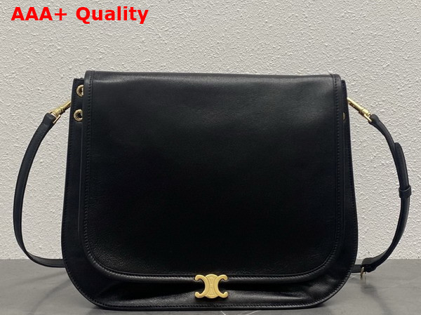 Celine Soft Triomphe Besace in Black Supple Shiny Lambskin Replica