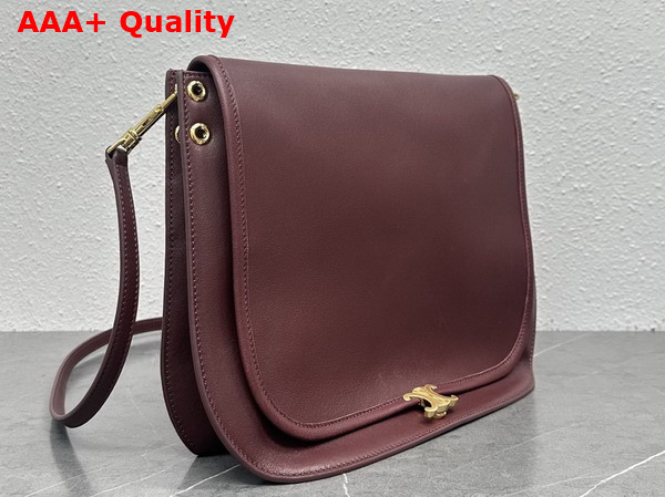 Celine Soft Triomphe Besace in Syrah Supple Shiny Lambskin Replica