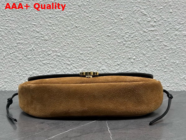 Celine Soft Triomphe Little Halfmoon in Suede Camel and Black Replica
