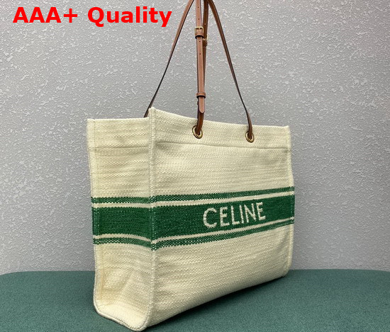 Celine Squared Cabas Celine in Plein Soleil Textile and Calfskin Blue Tan Replica