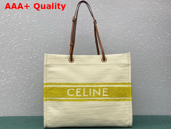 Celine Squared Cabas Celine in Plein Soleil Textile and Calfskin Yellow Tan Replica