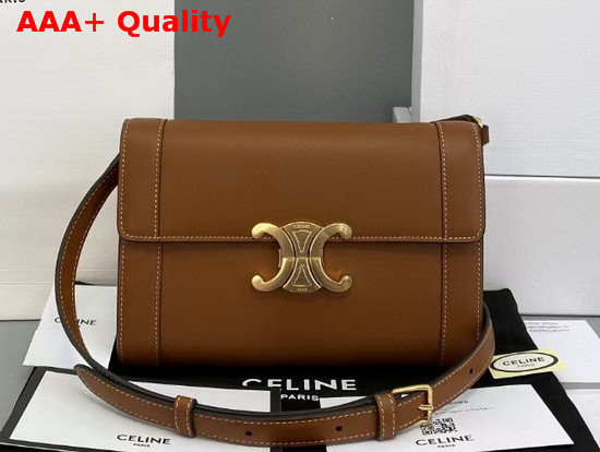 Celine Strap Bag Triomphe in Tan Natural Calfskin Replica