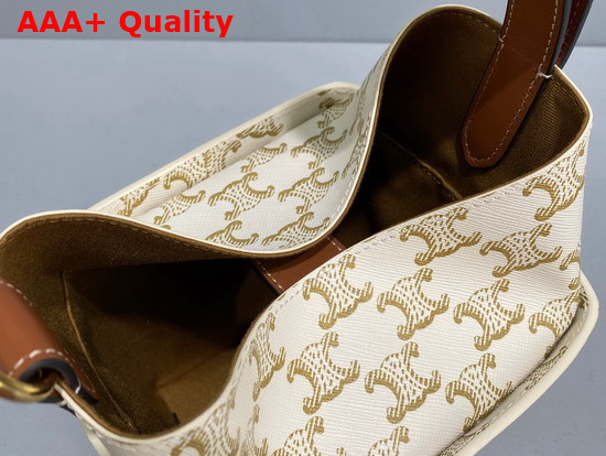 Celine Strap Box in Triomphe Canvas and Calfskin White Replica