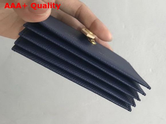 Celine Strap Card Holder in Grained and Shiny Calfskin Navy and Beige Replica