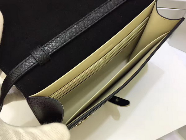 Celine Strap Clutch in Black Grained and Chalk Shiny Calfskin For Sale