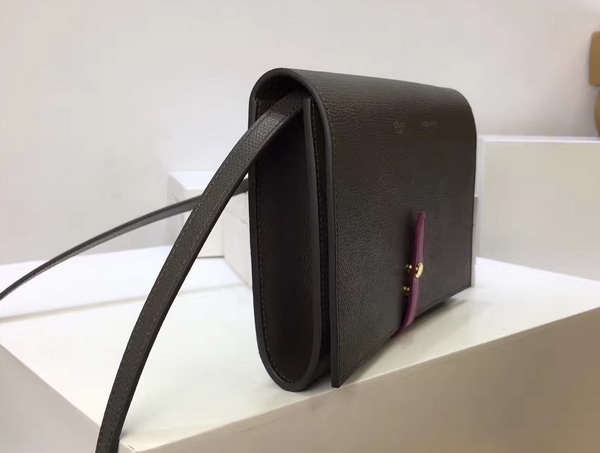 Celine Strap Clutch in Stone Grained and Plum Shiny Calfskin For Sale