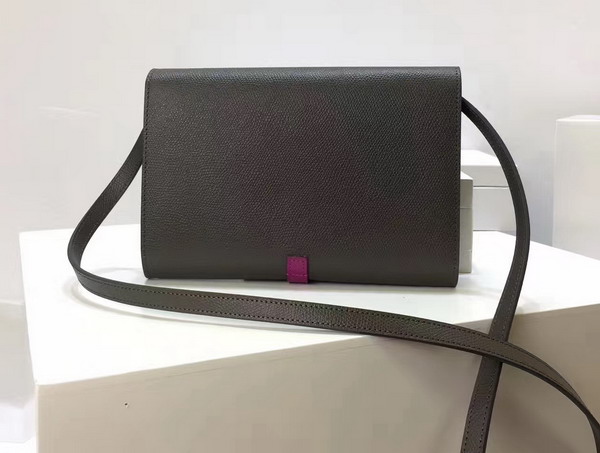 Celine Strap Clutch in Stone Grained and Plum Shiny Calfskin For Sale